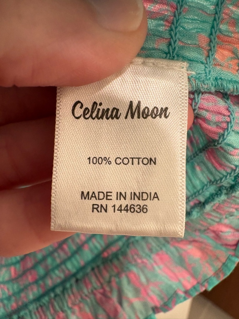 Celina Moon Turquoise Pink Smocked Ruffle Tank Top Size Small - Picture 5 of 7